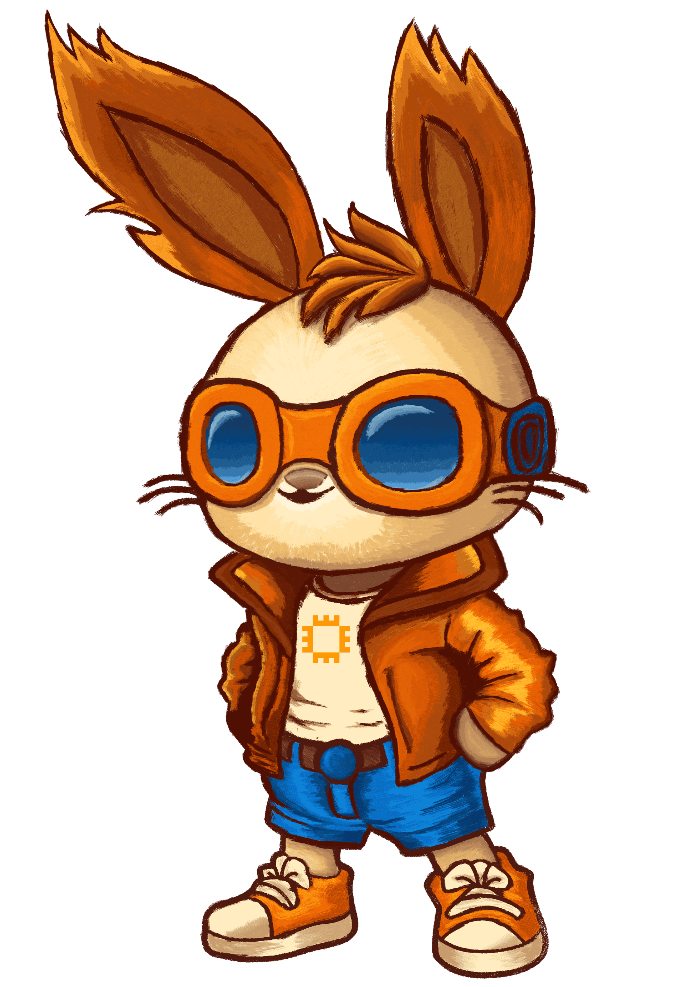 Usagi, the AWS Student Builder Group mascot, standing in a pilot jacket and goggles